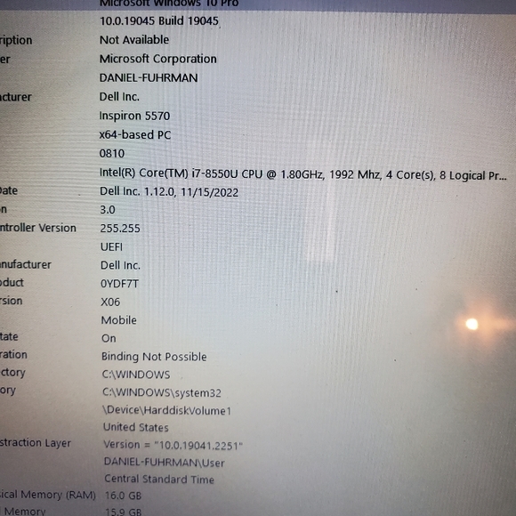 Dell Inspiron 5570 Touch Screen, i7-8550u 16gb 2TB HDD Storage price - Picture 3 of 13